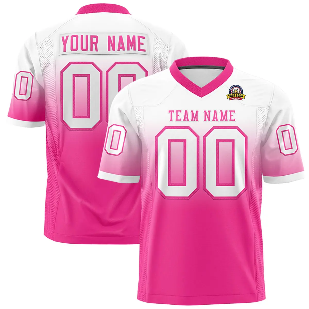 White Pink Gradient Fashion Authentic Football Jersey