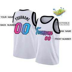White Pink Gradient Fashion Basketball Jersey 2
