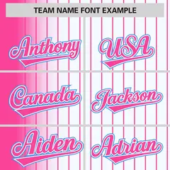 White Pink Gradient Pinstripe Full-Snap Letterman Jacket 3