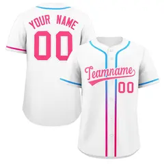 White Pink Gradient Ribbed Authentic Baseball Jersey