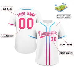 White Pink Gradient Ribbed Authentic Baseball Jersey 2