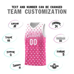 White Pink Gradient Star Pattern Basketball Jersey Sets 4
