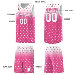 White Pink Gradient Star Pattern Basketball Jersey Sets 5
