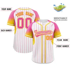 White Pink Gradient Stripe Fashion Sleeves Baseball Jersey 2
