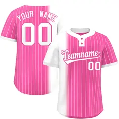 White Pink Gradient Stripe Two-Button Softball Jersey