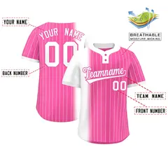 White Pink Gradient Stripe Two-Button Softball Jersey 2