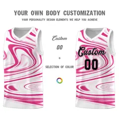 White Pink Graffiti Fluids Basketball Uniform Jersey Sets 3