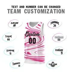 White Pink Graffiti Fluids Basketball Uniform Jersey Sets 4