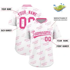 White Pink Graffiti Full Button Baseball Jersey 2