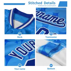 White Pink Graffiti Full Button Baseball Jersey 6
