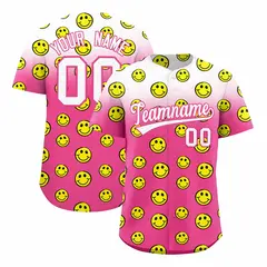 White Pink Graffiti Gradient Smile Baseball Jersey