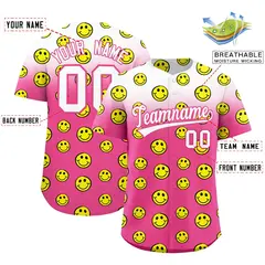 White Pink Graffiti Gradient Smile Baseball Jersey 2