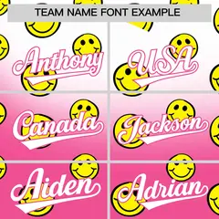 White Pink Graffiti Gradient Smile Baseball Jersey 3