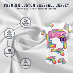 White Pink Graffiti Pattern Lightweight Baseball Jersey 3