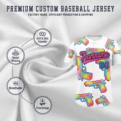 White Pink Graffiti Pattern Quick Dry Baseball Jersey 3
