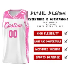 White Pink Graffiti Pattern Sports Basketball Jersey 4