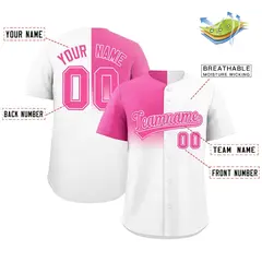 White Pink Half Gradient Authentic Baseball Jersey 2