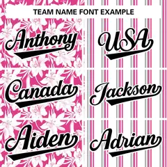 White Pink Hawaii Tropical Flower Stripe Baseball Jersey 3