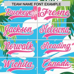 White Pink Hawaiian Graffiti Palm Tree Baseball Jersey 3