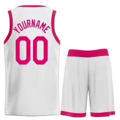 White Pink Heal Classic Sets Basketball Uniform Jersey 2