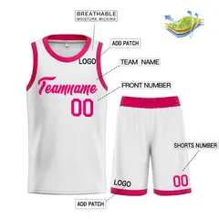 White Pink Heal Classic Sets Basketball Uniform Jersey 3
