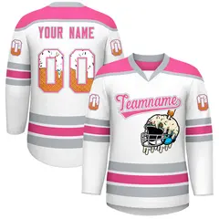 White Pink Ice Cream Helmet Pattern Hockey Jersey 1