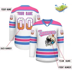 White Pink Ice Cream Helmet Pattern Hockey Jersey 2