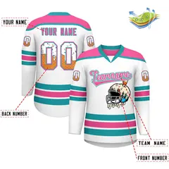 White Pink Ice Cream Helmet Pattern Hockey Jersey 2