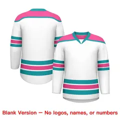 White Pink Ice Cream Helmet Pattern Hockey Jersey 7