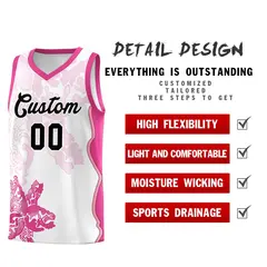 White Pink Illusion Flower Graffiti Basketball Jersey 2