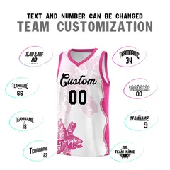 White Pink Illusion Flower Graffiti Basketball Jersey 4