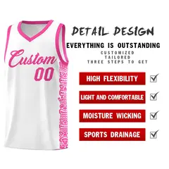 White Pink Indians Pattern Basketball Uniform Jersey 2
