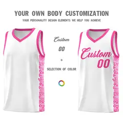 White Pink Indians Pattern Basketball Uniform Jersey 3