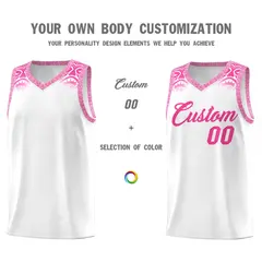 White Pink Indians Print Basketball Jersey Sets 3