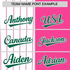 White Pink Kelly Green Pinstripe Raglan Baseball Jersey 3