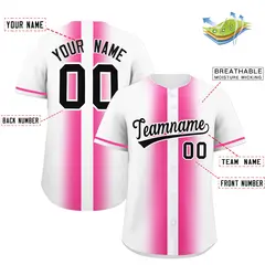 White Pink Lapel Gradient Fashion Baseball Jersey 2