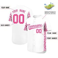 White Pink Leopard Graffiti Side Design Baseball Jersey 2