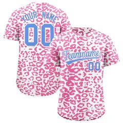 White Pink Leopard Print Baseball Jersey 1