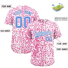 White Pink Leopard Print Baseball Jersey 2