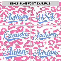 White Pink Leopard Print Baseball Jersey 3