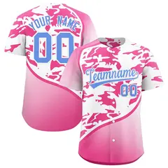 White Pink Light Blue Camo Gradient Fashion Baseball Jersey 1