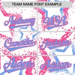 White Pink Light Blue Star Ink Graffiti Baseball Jersey 3