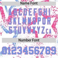 White Pink Light Blue Star Ink Graffiti Baseball Jersey 4