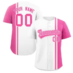 White Pink-Light Pink Color Block Authentic Baseball Jersey