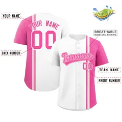 White Pink-Light Pink Color Block Authentic Baseball Jersey 2