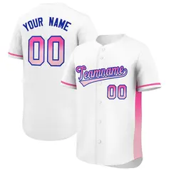 White Pink-Lt Pink Gradient Side Baseball Jersey 1
