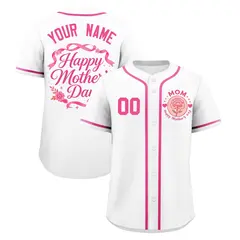White Pink Mother's Day Baseball Jersey