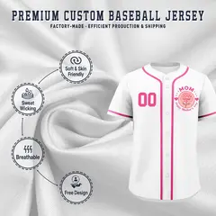 White Pink Mother's Day Baseball Jersey 3