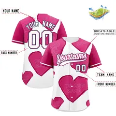 White Pink Mother's Day Graffiti Quick Dry Baseball Jersey 2