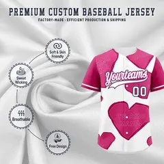 White Pink Mother's Day Graffiti Quick Dry Baseball Jersey 3
